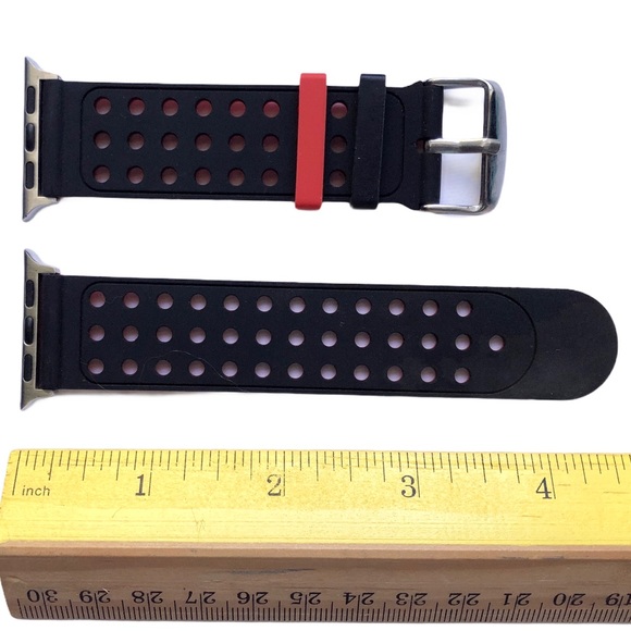 5/$20 NEW Black Red Holes Silicone Sport Band Apple Watch 38/40/41mm M - Picture 5 of 10